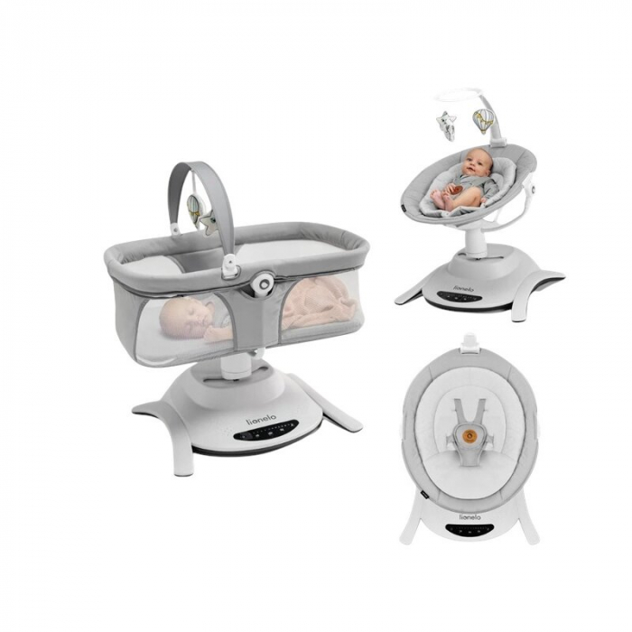 Set 2 in 1, Balansoar si landou, Lionelo, Bella, Rotative 360, Ecran tactil si telecomanda, Electric, Scaun reglabil, 6 miscari unice, 5 viteze, Cu melodii, Gri [1]