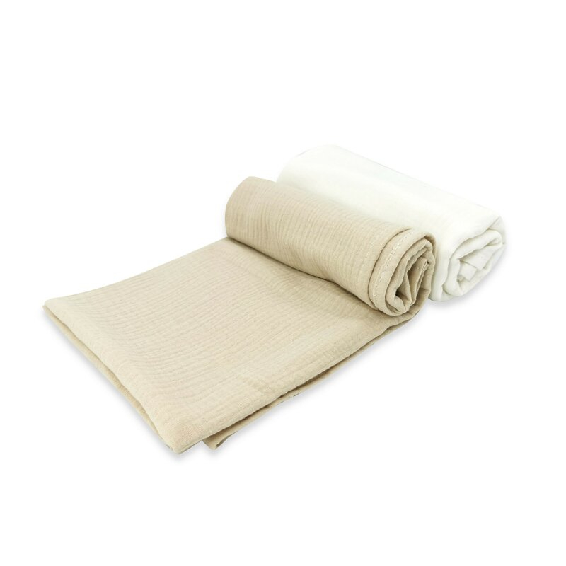 Set 2 museline, MimiNu, Multifunctionale, Din bumbac certificat Oeko Tex Standard 100, Ideale pentru infasat, 80x80 cm, Warm beige and Cream [2]
