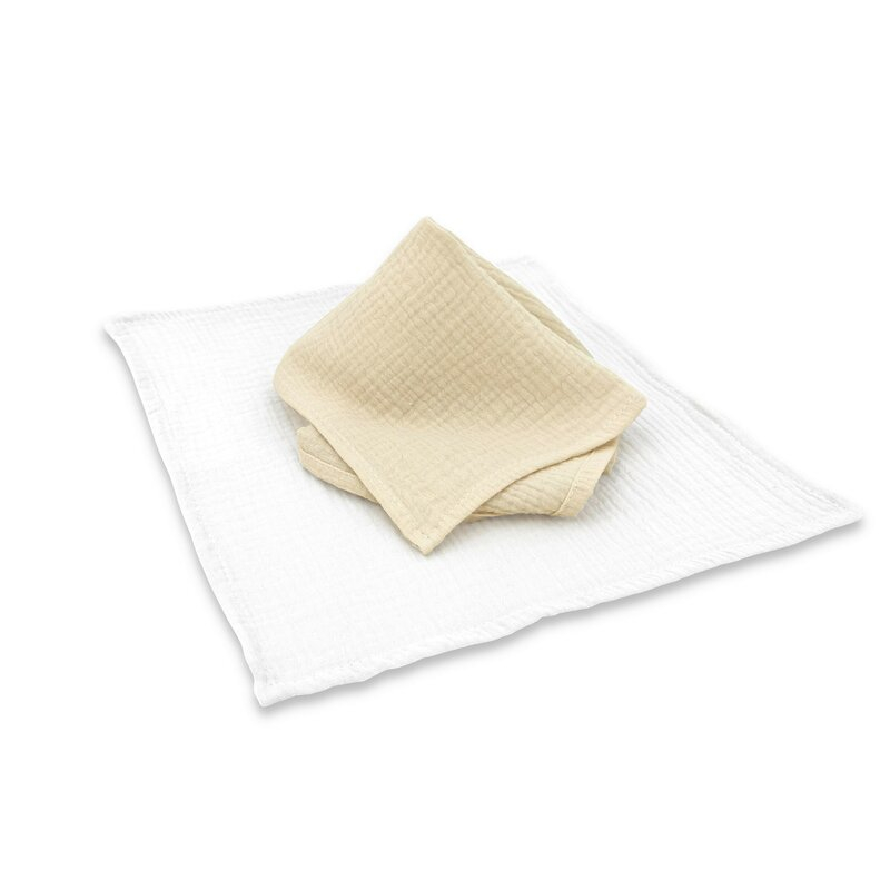 Set 2 museline, Qmini, Multifunctionale, Din material certificat Oeko Tex Standard 100, 30x30 cm, Warm beige si Cream [2]