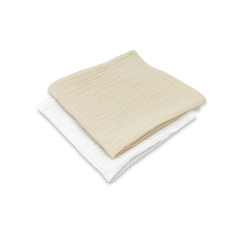Set 2 museline, Qmini, Multifunctionale, Din material certificat Oeko Tex Standard 100, 30x30 cm, Warm beige si Cream [1]