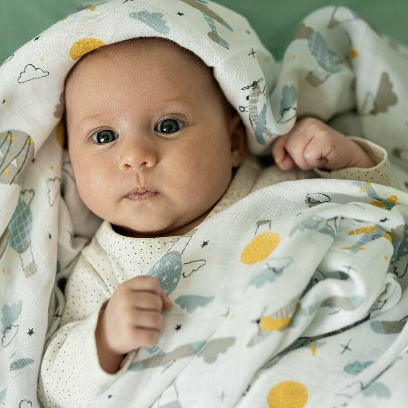 Set 2 scutece, Petite&Mars, Misty, Din muselina de bambus, Hipoalergenice, Dimensiuni mari, 120 x 120 cm, Certificate Oeko Tex Standard 100, Celestial Planets [6]