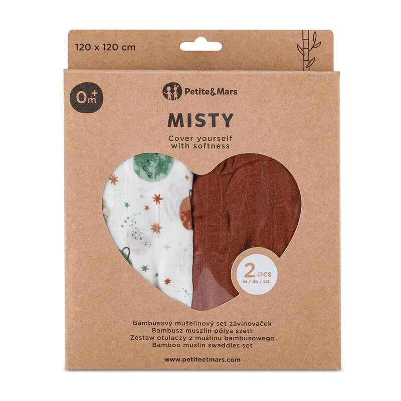 Set 2 scutece, Petite&Mars, Misty, Din muselina de bambus, Hipoalergenice, Dimensiuni mari, 120 x 120 cm, Certificate Oeko Tex Standard 100, Celestial Planets [4]
