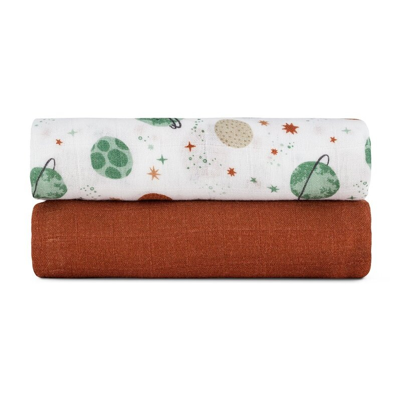 Set 2 scutece, Petite&Mars, Misty, Din muselina de bambus, Hipoalergenice, Dimensiuni mari, 120 x 120 cm, Certificate Oeko Tex Standard 100, Celestial Planets [3]