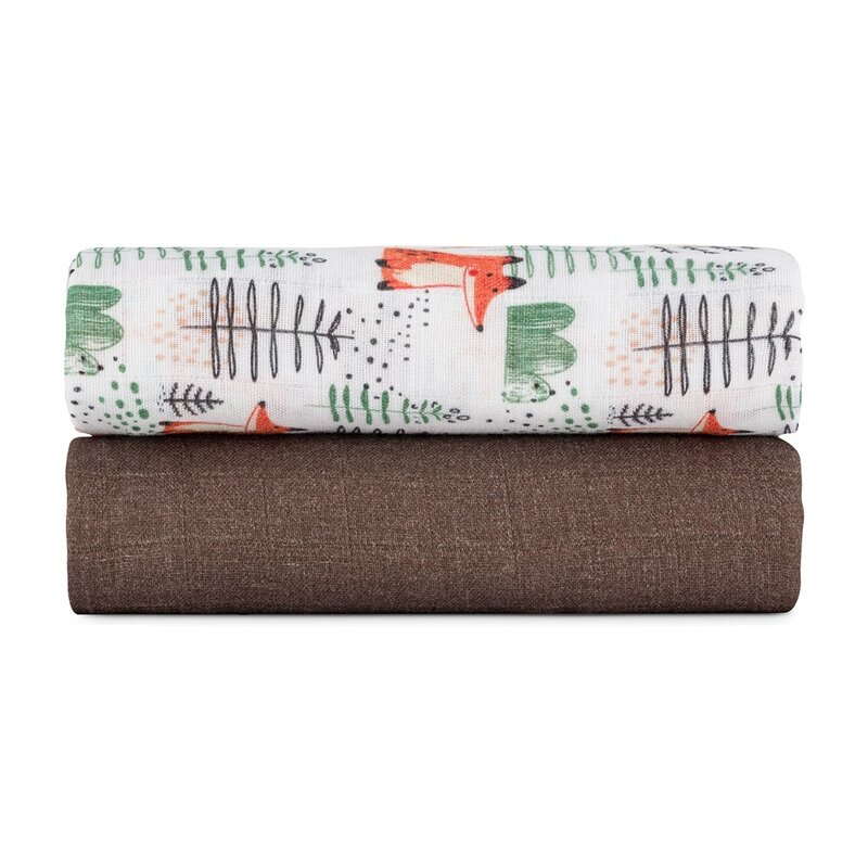 Set 2 scutece, Petite&Mars, Misty, Din muselina de bambus, Hipoalergenice, Dimensiuni mari, 120 x 120 cm, Certificate Oeko Tex Standard 100, Forest Fox [2]