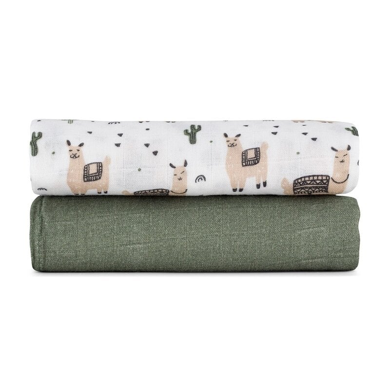 Set 2 scutece, Petite&Mars, Misty, Din muselina de bambus, Hipoalergenice, Dimensiuni mari, 120 x 120 cm, Certificate Oeko Tex Standard 100, Lama Vibes [3]