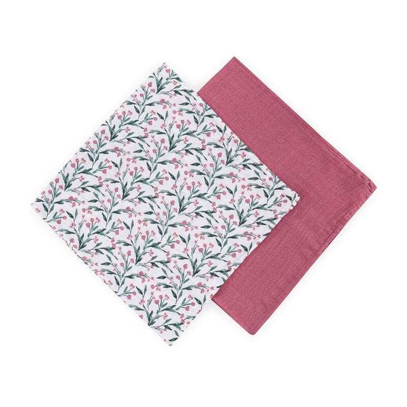 Set 2 scutece, Petite&Mars, Misty, Din muselina de bambus, Hipoalergenice, Dimensiuni mari, 120 x 120 cm, Certificate Oeko Tex Standard 100, Pink Meadow [2]