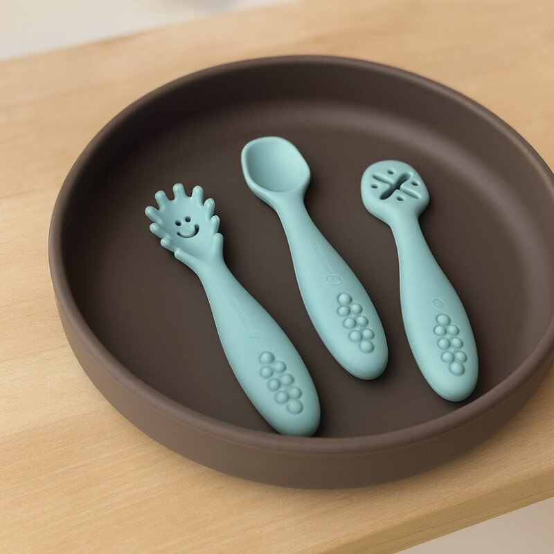 Set 3 lingurite, Petite&Mars, Take&Match, Din silicon, Diverse forme, Pentru supa, paste, alimente usoare, Dezvolta simturile si abilitatile senzoriale, Adecvate pentru masina de spalat vase, Fara BPA [4]