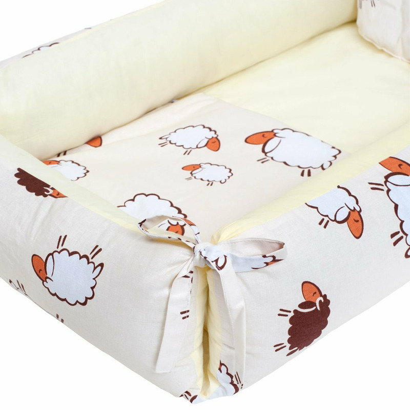 Set 3 piese, New Baby, Baby Nest multifunctional, Cu paturica si pernuta cu urechi, Sheep Beige [3]