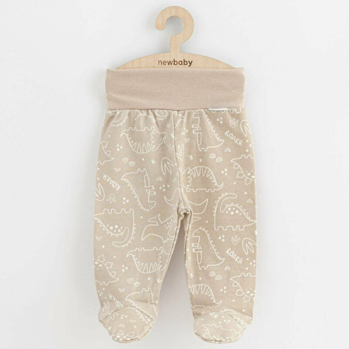 Set 3 piese, New Baby, Classic II, Include 3 perechi de pantalonasi cu botosei, Marime 68, Din bumbac 100%, Beige [3]