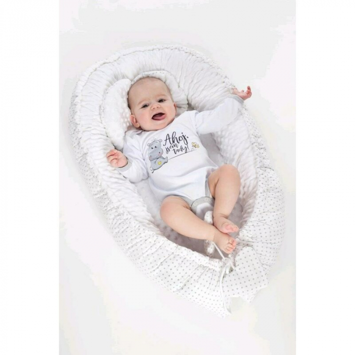 Set 3 piese, New Baby, Luxury, Baby Nest cu doua fete, Cu paturica si pernuta in forma de inima, Minky Bears Pink [9]