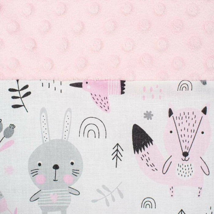 Set 3 piese, New Baby, Luxury, Baby Nest cu doua fete, Cu paturica si pernuta in forma de inima, Minky Bears Pink [6]