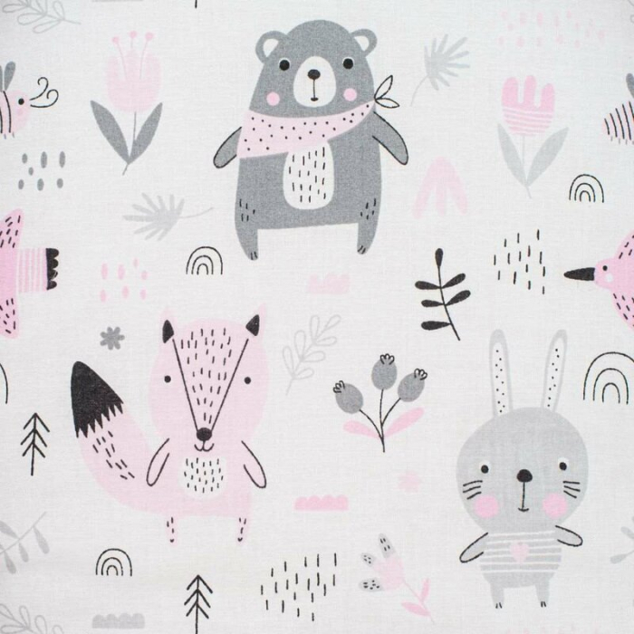 Set 3 piese, New Baby, Luxury, Baby Nest cu doua fete, Cu paturica si pernuta in forma de inima, Minky Bears Pink [7]