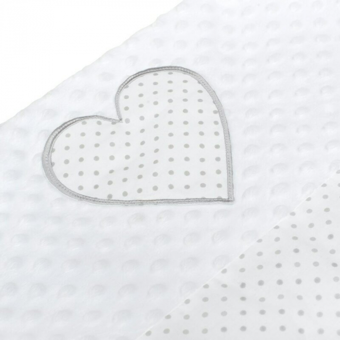 Set 3 piese, New Baby, Luxury, Baby Nest cu doua fete, Cu paturica si pernuta in forma de inima, Minky Heart White [7]