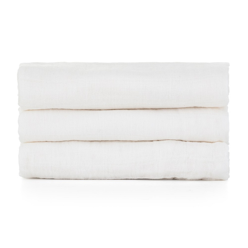 Set 3 scutece, Feedo, Din muselina, Multifunctionale, Din bumbac certificat Oeko-Tex Standard 100, 68x68 cm, 0 luni+, Alb [5]