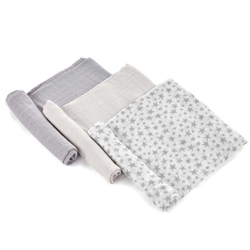 Set 3 scutece, Jane, Din muselina de bambus, Hipoalergenice, 80 x 80 cm, Star [1]