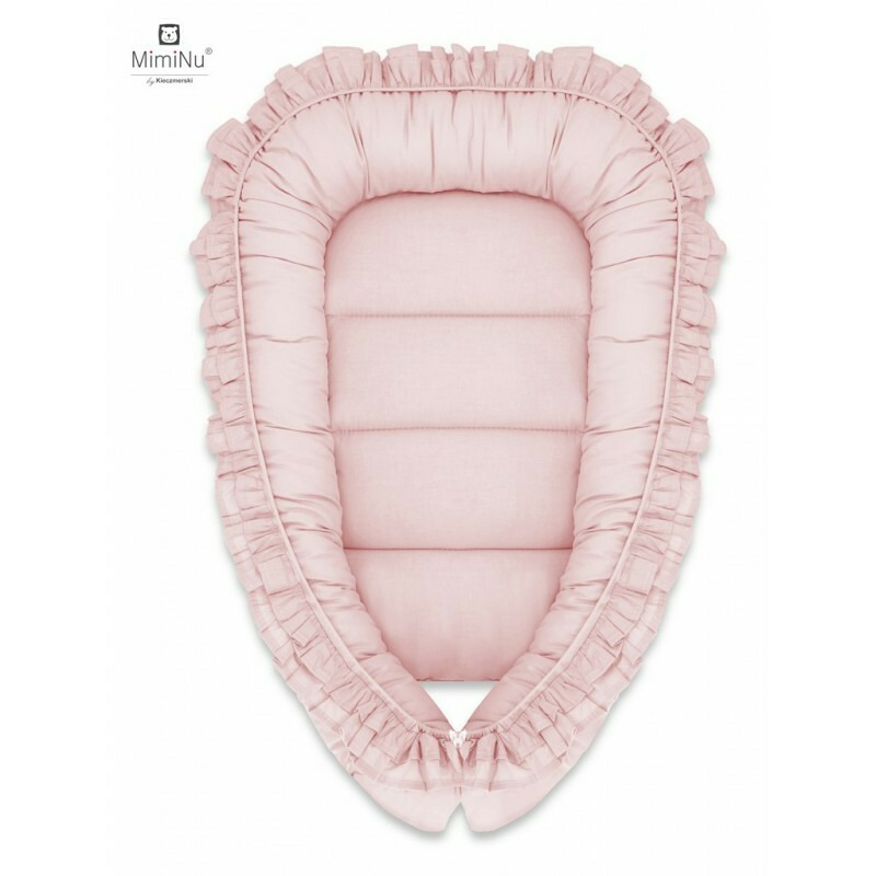 Set 4 in 1 Cosulet bebelus, MimiNu, Baby Cocoon 75x55 cm, Cu volanase, Husa bumbac, Din bumbac certificat Oeko Tex Standard 100, Cu paturica cu volanase 50x70 cm, Cu salteluta, Cu perna fluture, Colec [3]