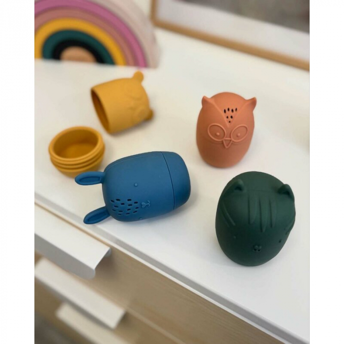 Set 4 jucarii de baie, Petite&Mars, Amigos, Din silicon, Fara BPA, 6 luni+, Multicolor [5]