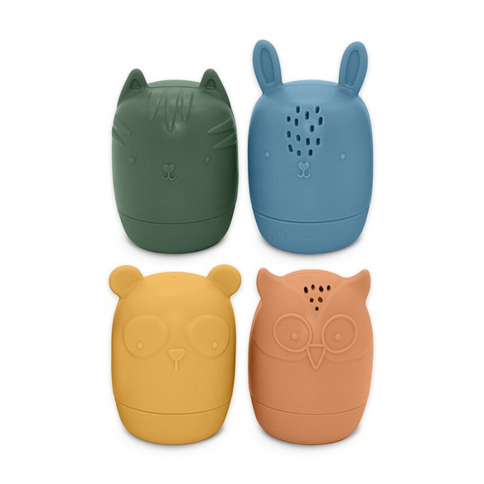 Set 4 jucarii de baie, Petite&Mars, Amigos, Din silicon, Fara BPA, 6 luni+, Multicolor [2]