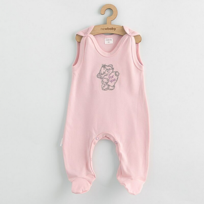 Set 5 piese, New Baby, Include Salopeta fara maneci, jacheta, body cu maneca lunga, caciulita, manusi, Marime 56, Din bumbac 100%, Classic Pink [4]