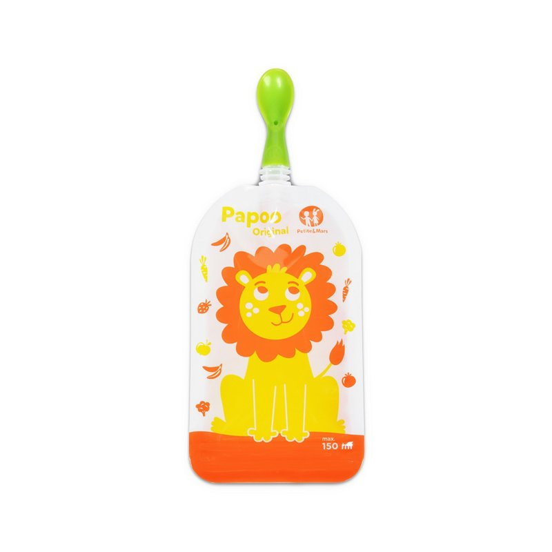Set 6 pungi reutilizabile, Petite&Mars, Pentru hranire, Cu leuti, Inchidere ermetica, 20x10 cm, 150 ml, Papoo Portocaliu [4]