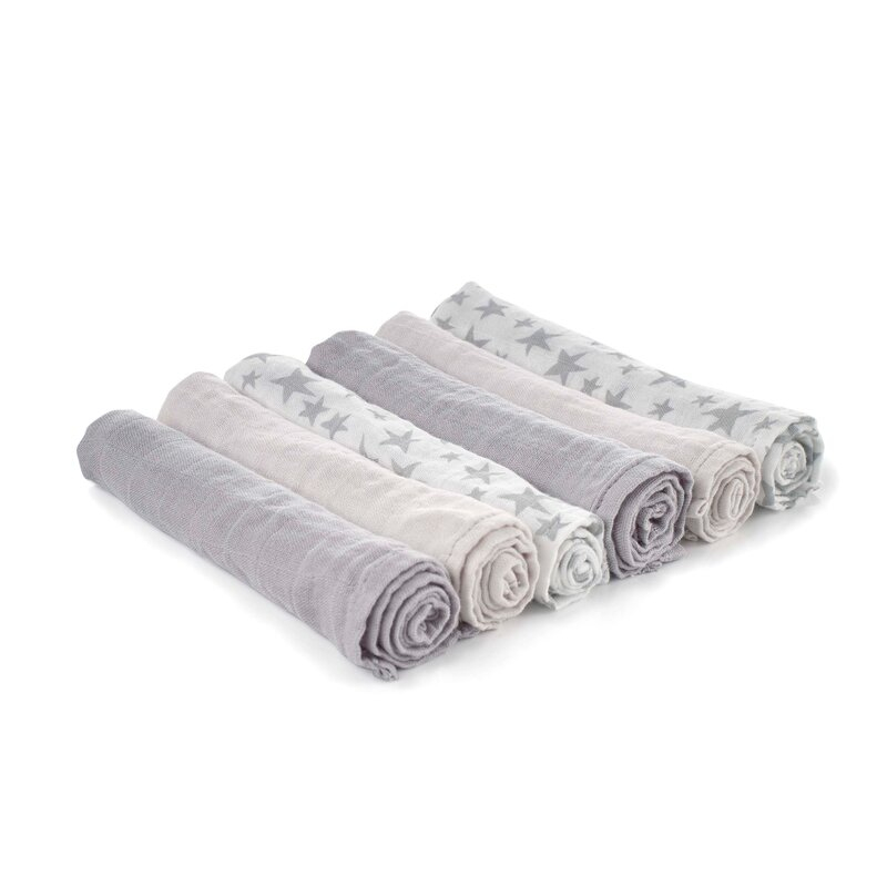 Set 6 scutece, Jane, Din muselina de bambus, Hipoalergenice, 35 x 35 cm, Star [3]