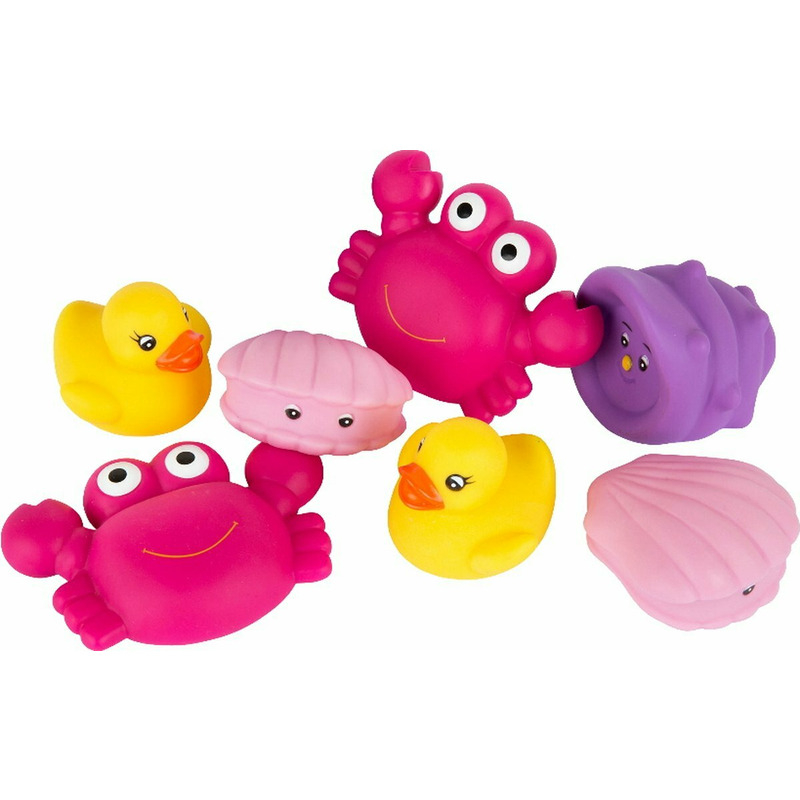 Set 7 animalute de baie, Fara gauri, Cu gentuta pentru transport, Fara BPA, Floating Sea Friends, Playgro, Pink [1]