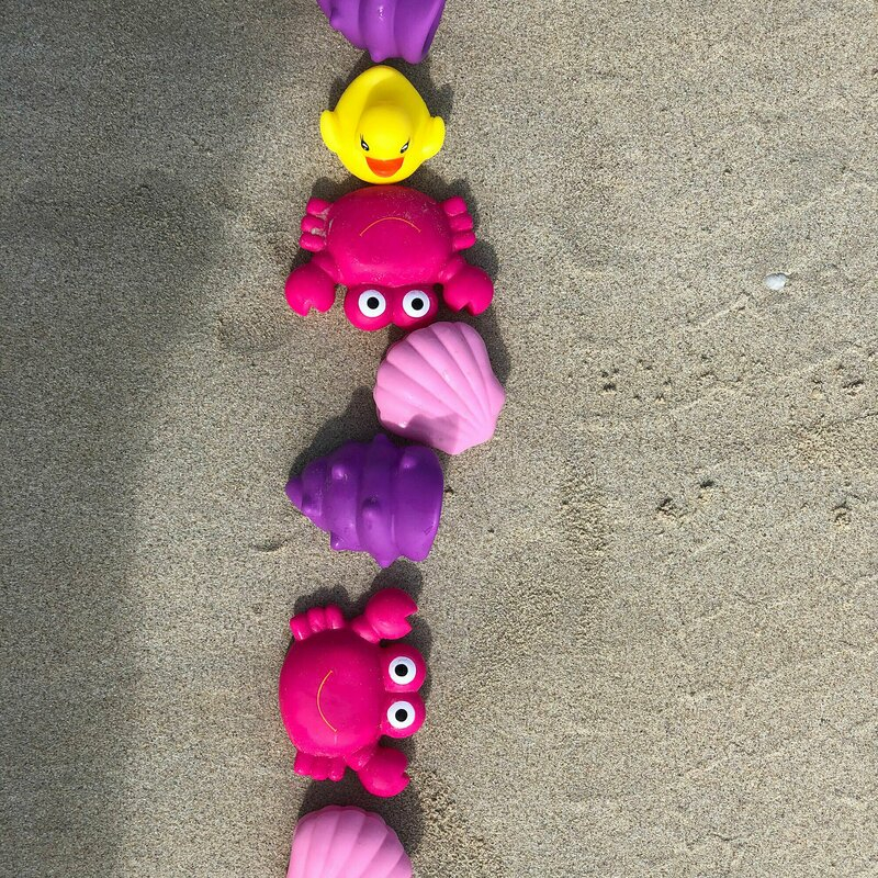 Set 7 animalute de baie, Fara gauri, Cu gentuta pentru transport, Fara BPA, Floating Sea Friends, Playgro, Pink [6]