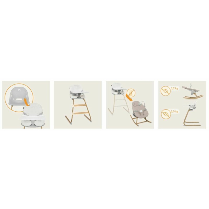 Set balansoar si scaun de masa, Lionelo, Dalia, Scaun cu 2 suporturi pentru picioare, Cu tavita, Balansoar 4 in 1 cu inaltime reglabia si bara cu jucarii, Conform cu EN14988, EN1888-1 EN1888-2, EN1466 [51]