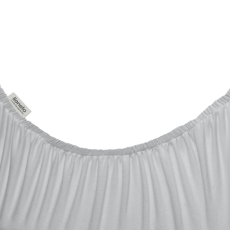 Set cearceafuri cu elastic, Lionelo, 70x28 cm, Pentru landouri si patutul co-sleeper Malin, Pentru saltele de max. 10 cm inaltime, Din bambus, Usor de spalat, 30 grade, Fara calcare, Ecologic, Alb/Gri [6]