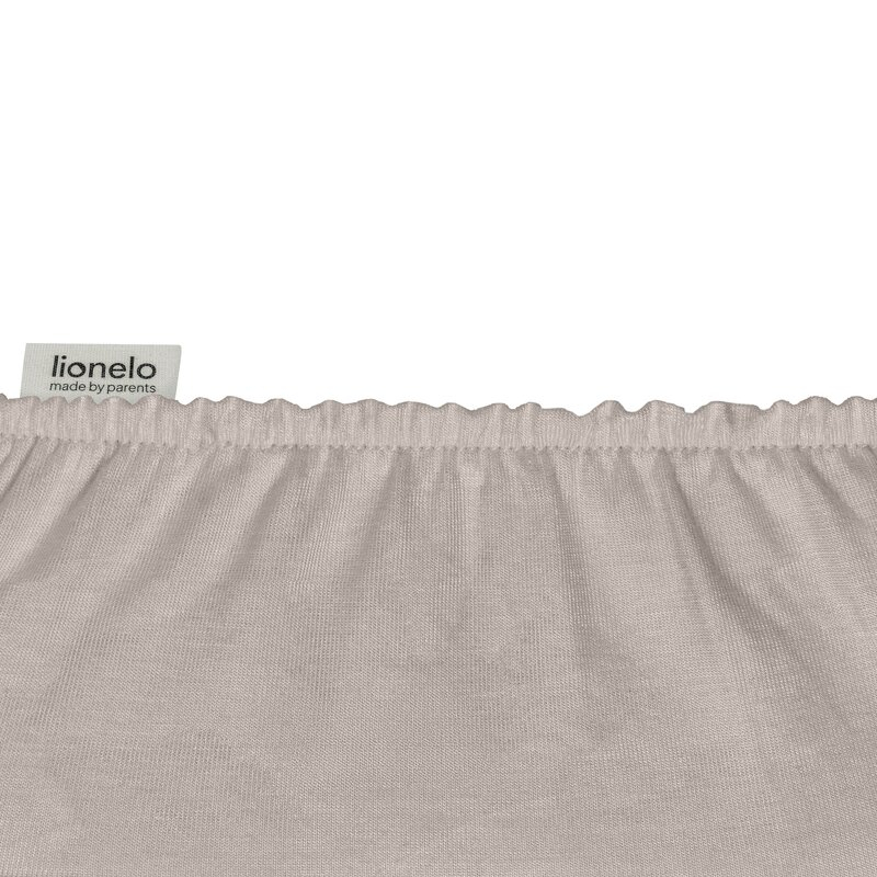 Set cearceafuri cu elastic, Lionelo, 80x42 cm, Pentru co-sleepere, Pentru saltele de max. 10 cm inaltime, Din bambus, Usor de spalat, 30 grade, Fara calcare, Ecologic, Alb/Bej [5]