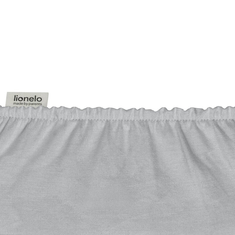Set cearceafuri cu elastic, Lionelo, 80x42 cm, Pentru co-sleepere, Pentru saltele de max. 10 cm inaltime, Din bambus, Usor de spalat, 30 grade, Fara calcare, Ecologic, Alb/Gri [6]