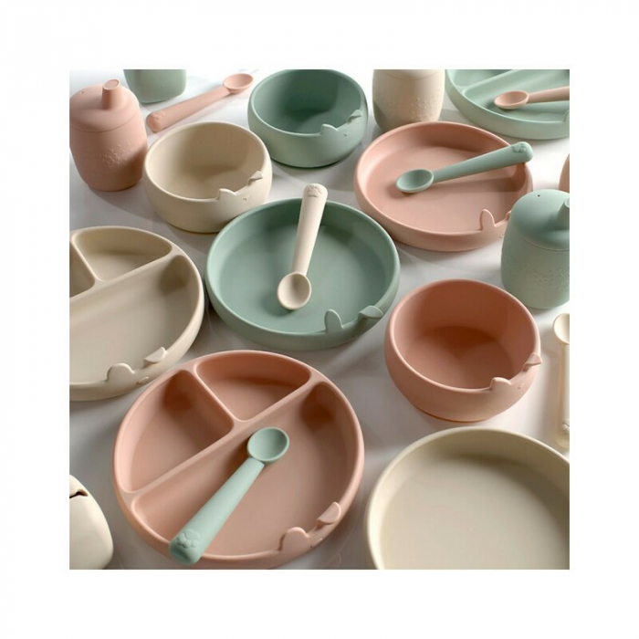 Set complet de masa, Jane, Din silicon, Cu 4 piese, Farfurie, Bol, Lingurita si pahar, BPA free, Sand [11]