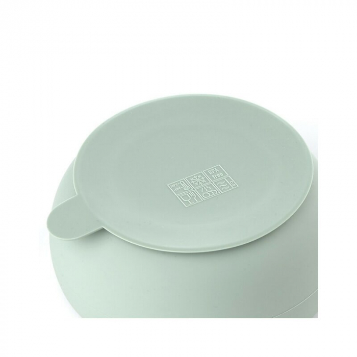 Set de masa, Jane, Din silicon, 2 piese, Cu bol si lingurita, BPA Free, Mint [5]