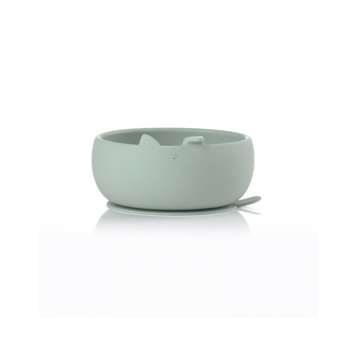 Set de masa, Jane, Din silicon, 2 piese, Cu bol si lingurita, BPA Free, Mint [2]