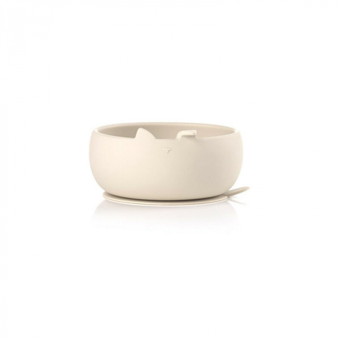 Set de masa, Jane, Din silicon, 2 piese, Cu bol si lingurita, BPA Free, Sand [2]