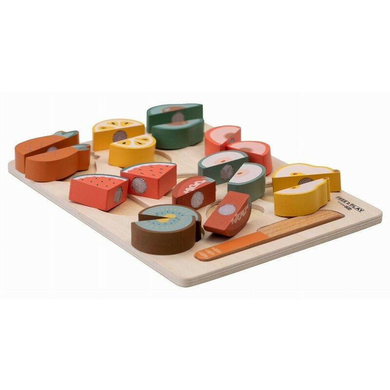 Set fructe feliate, Free2Play, Cu inchidere velcro, Din lemn, 20 piese, Multicolor [2]
