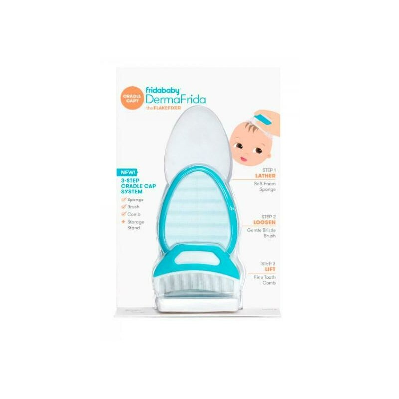 Set ingrijire scalp, Fridababy, DermaFrida, 3 in 1, Pentru dermatita seboreica la bebelusi, Include perie, burete si pieptene, Cu suport cu ventuza, De la nastere, Alb [4]