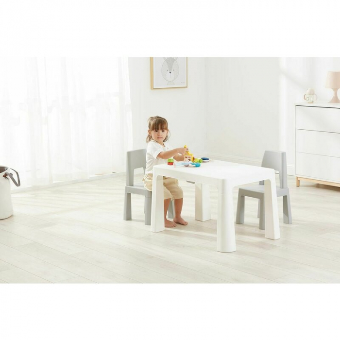Set masuta si doua scaune, FreeON, Neo, Pentru copii, Cu doua sertare, Cu masa reglabila la doua inaltimi, Conform cu standardele europene de securitate EN71-1;2018, EN71-2:2020, EN71-3:2021, Gri [2]