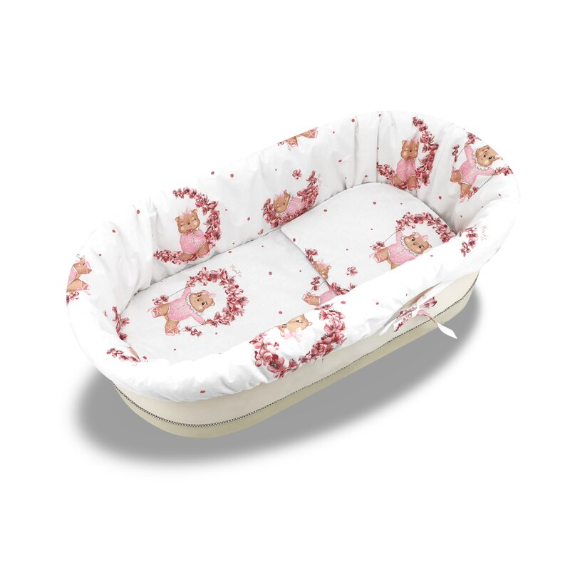 Set pentru landou/cosulet, MimiNu, Cu protectie, saltea si pernuta, Din bumbac certificat Oeko Tex Standard 100, Design, Betty [2]