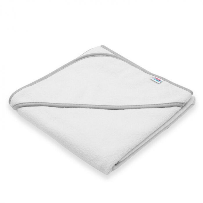 Set prosop cu gluga si manusa baie, New Baby, Dimensiune 80 x 80 cm, Basic, White-gray [4]