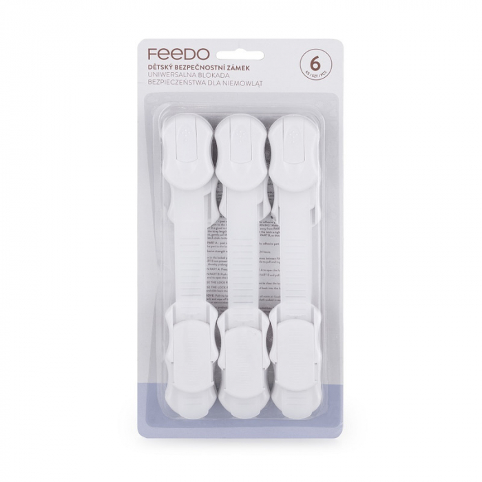 Set sisteme de siguranta, Feedo, Pentru mobilier, Universale, Cu lungime reglabila, 19 x 3.4 cm, Distanta 2-11 cm, 6 bucati, Alb [2]