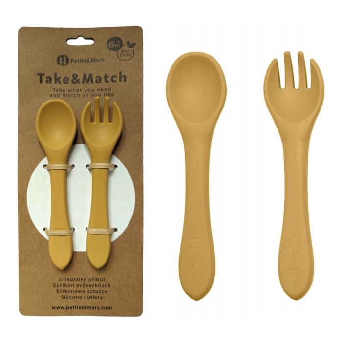 Set tacamuri, Petite&Mars, Take&Match, Din silicon, Fara BPA 6 luni+, Ocru [2]