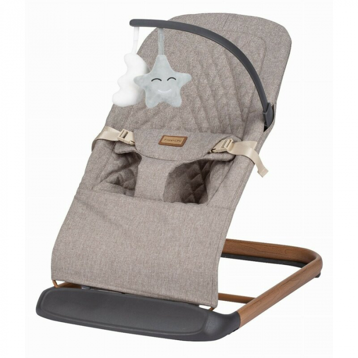 Sezlong balansoar, FreeON, Serene, Pana la 9 kg, Cu centura in 3 puncte, Spatar reglabil in 3 etape, Cu bara de jucarii, 70 x 45 x 56 cm, 0 luni+, Beige [1]
