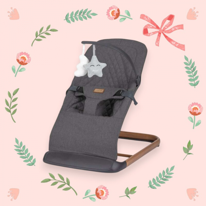 Sezlong balansoar, FreeON, Serene, Pana la 9 kg, Cu centura in 3 puncte, Spatar reglabil in 3 etape, Cu bara de jucarii, 70 x 45 x 56 cm, 0 luni+, Grey [2]