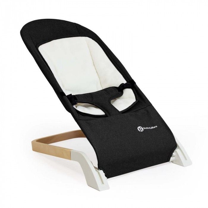 Sezlong balansoar, Petite&Mars, Calmy, Cu centura in 3 puncte, De la nastere pana la 9 kg, Conform standardului EN12792, Negru [1]