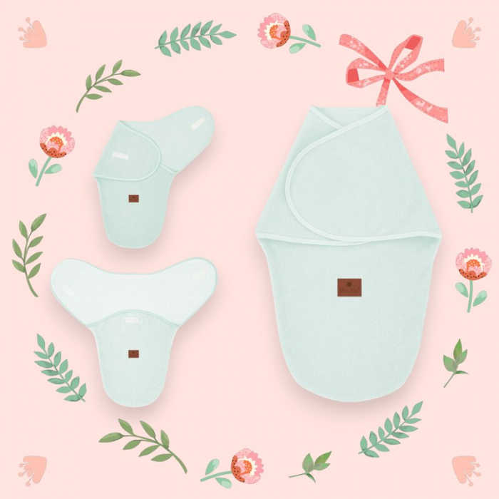 Sistem de infasare, MimiNu, Pentru bebe, 0 - 3 luni, Din tesatura thermofrotte, Cold Mint [2]