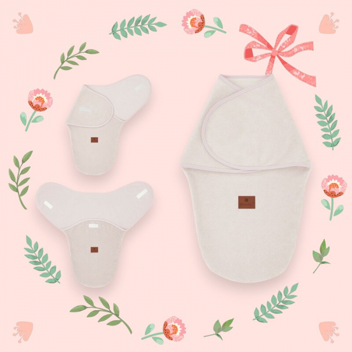 Sistem de infasare, MimiNu, Pentru bebe, 0 - 3 luni, Din tesatura thermofrotte, Powder Pink [2]