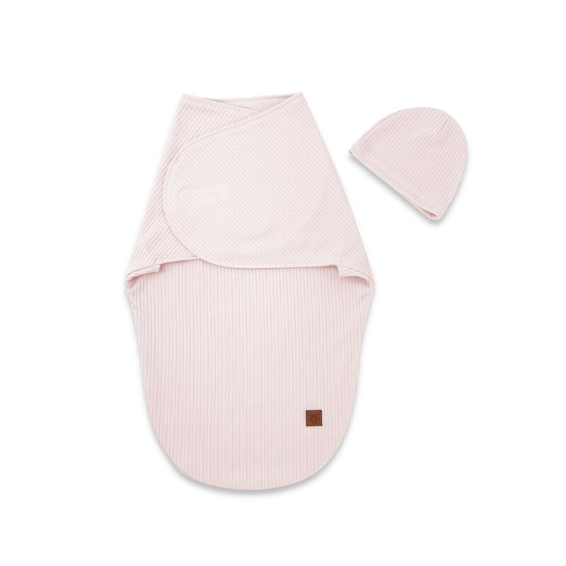 Sistem de infasare si caciulita, MimiNu, Pentru bebe, 0 - 3 luni, Din bumbac certificat Oeko Tex Standard 100, Soft Powdery Pink [2]