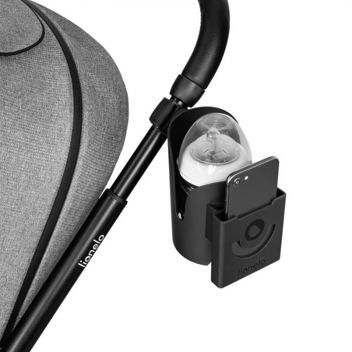 Suport universal pentru biberon/pahar si telefon, Lionelo, Ove, Cu sistem de rotire 360, Negru [12]