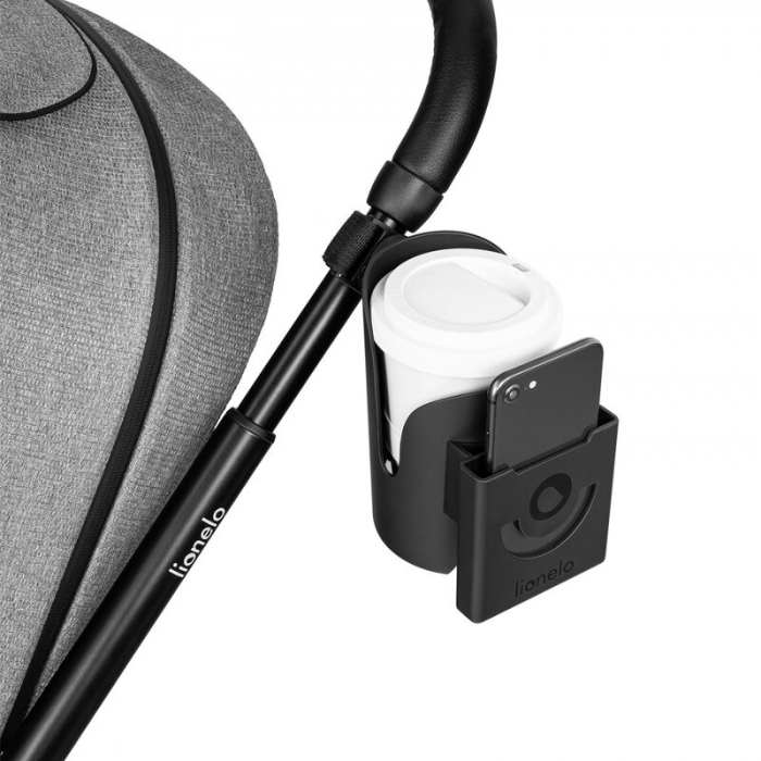 Suport universal pentru biberon/pahar si telefon, Lionelo, Ove, Cu sistem de rotire 360, Negru [11]